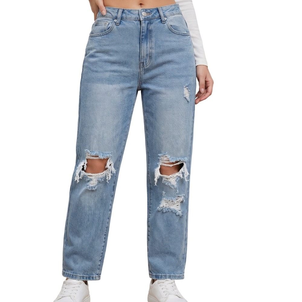 CELEBRITY PINK Womens The Eleven‎ High Rise Distressed Straight Jeans Size 11/30